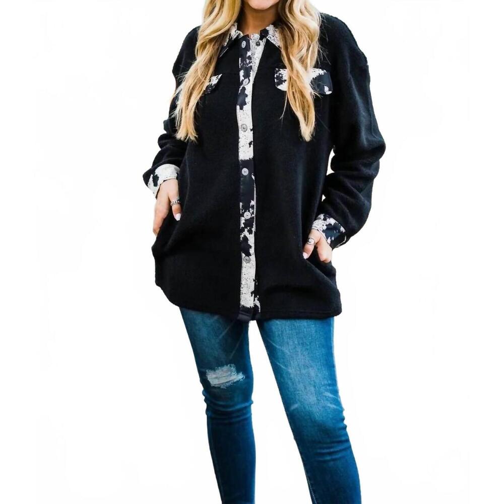 NEW 2FLYCO ranch boss sherpa shacket in black